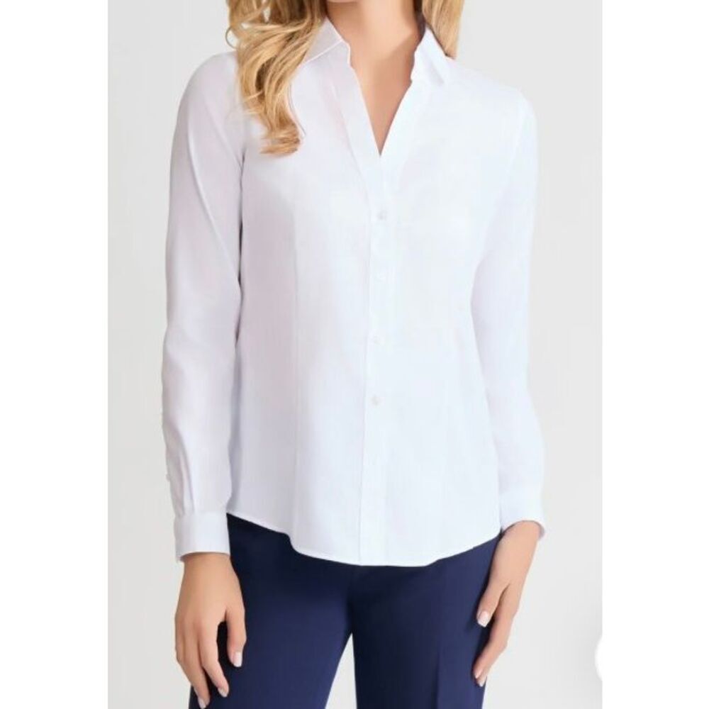 NWT Jones New York white easy care, button up, non-iron shirt S